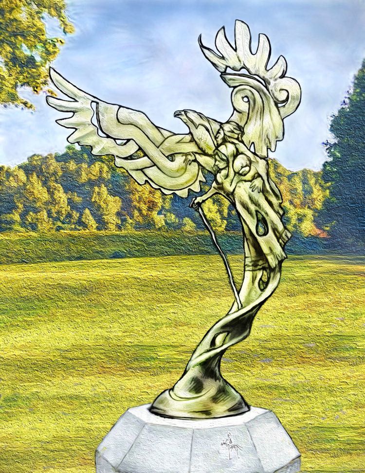 Proposed design for “The Trail” 10ft Bronze Sculpture by Cherokee/Pawnee artist Daniel HorseChief